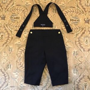 Ralph Lauren dark navy wool trousers overalls with detachable suspenders